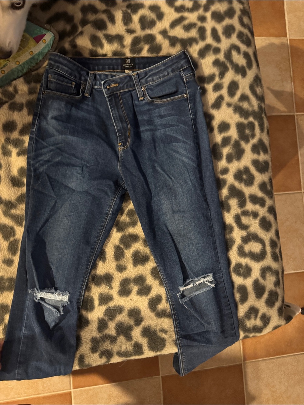 Just Black Dark Blue Distressed Boyfriend Jeans
